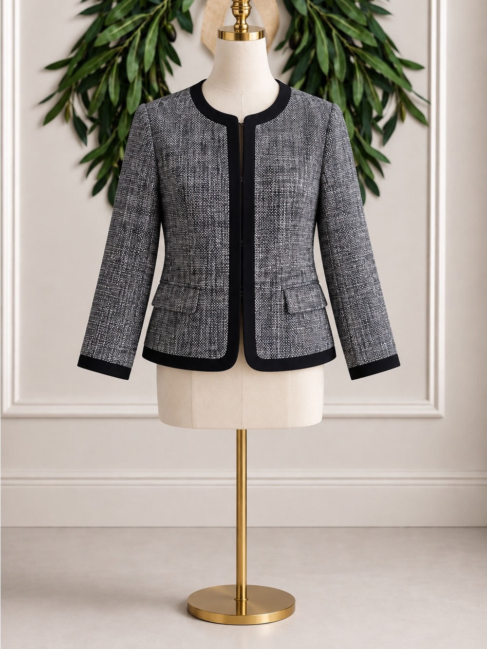 Talbots Black White Tweed Blazer Business Workwear Size 6 Classic